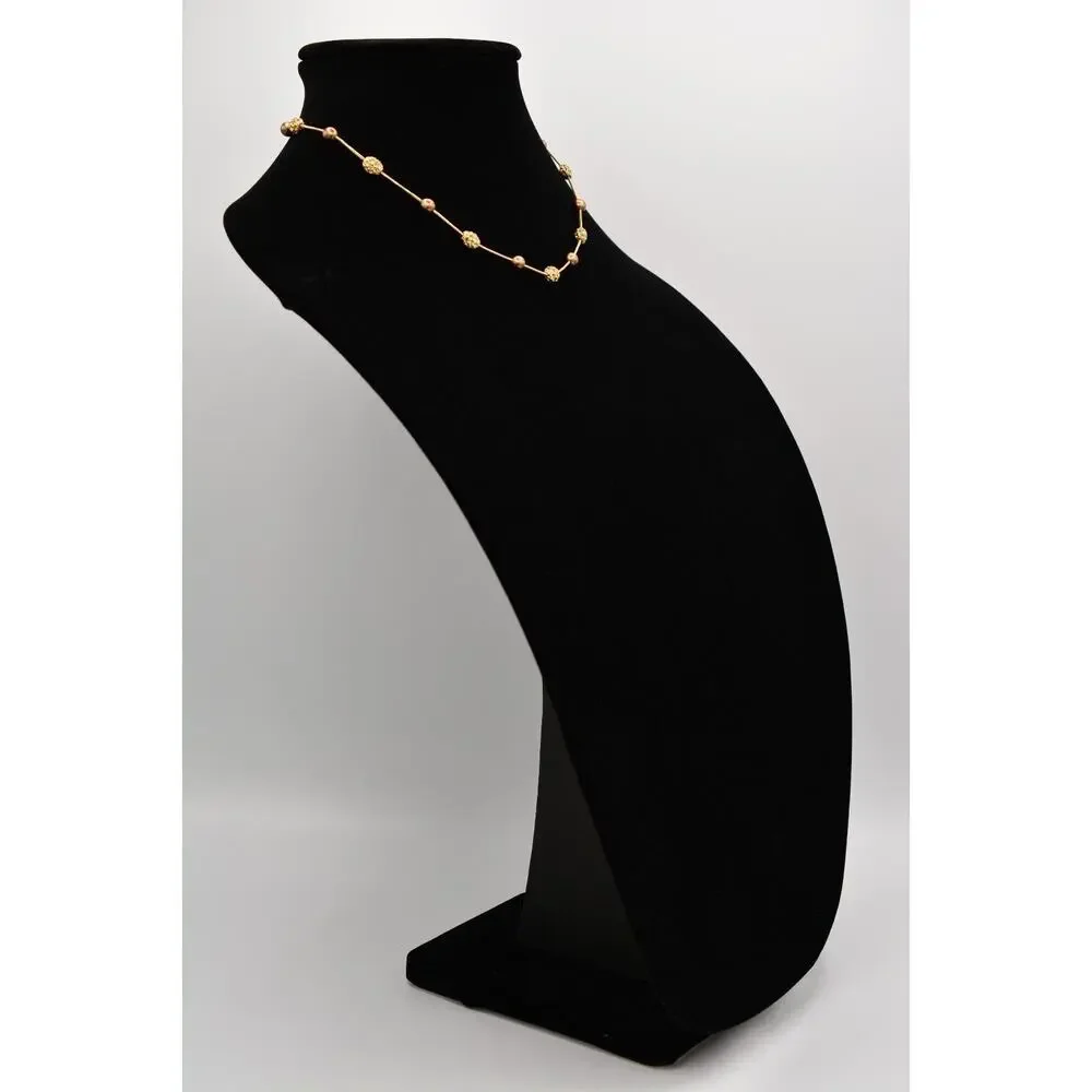 Monet Vintage Collar Necklace Bronze Pearl Beaded Crystal Signed Bin4B